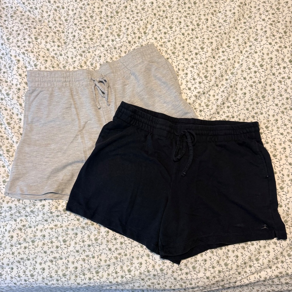 Danskin Now Womens Lounge Shorts 2 Pack Black Gray Size L Drawstring Pockets